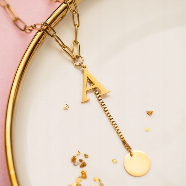 NASZYJNIK ZŁOTY CELEBRYTKA Z LITERKĄ A, GRAWER zdjęcie 3