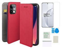 Etui z klapką do REALME 16 PRO PLUS 5G pokrowiec czerwony + folia ochronna