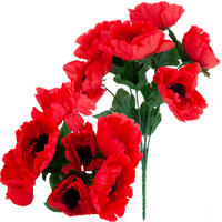 Mak Maki Bukiet Ozdobny, Kwiaty Sztuczne, Wiosenne Ozdoby, Czerwony 7 Kwiat