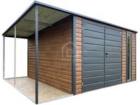 Domek ogrodowy schowek 3,5x3,5m + wiata 1x3,5m brama okno spad w tył PLG236