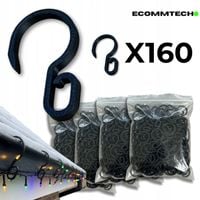 Czarne haczyki na rynnę do lampek świątecznych mocne montażowe