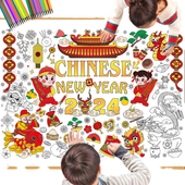 Gigantyczny Plakat do Kolorowania XXL Chiński Nowy Rok 118x85 cm z Pisakami