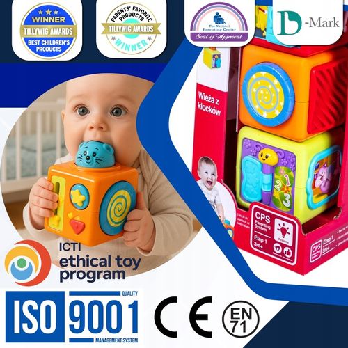 SMILY PLAY Wieża z klocków kolorowa kostka sensoryczna edukacyjna 3m+ na Arena.pl