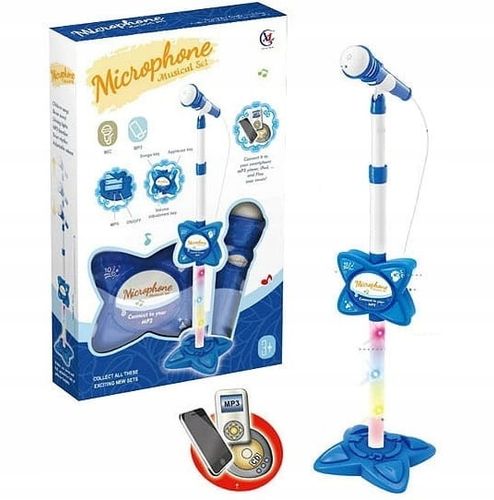 MIKROFON NA STATYWIE MP3 ŚWIATŁO DŹWIĘK KARAOKE na Arena.pl