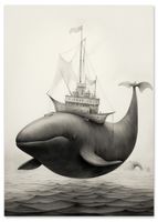 Plakat wieloryb statek 40x50 cm