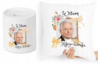 Jarosław Kaczyński Zestaw Poduszka + Skarbonka Z Nadrukiem Ze Zdjęciem