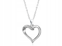Serce Kryształowy Wisiorek Cyrkonie Łańcuszek Komplet Walentynki