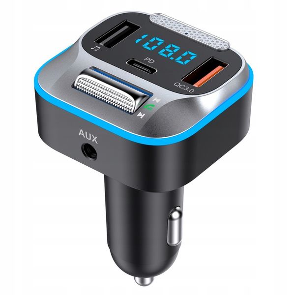 TRANSMITER ŁADOWARKA SAMOCHODOWA BLUETOOTH FM AUX JACK SAMOCHODOWY USB C zdjęcie 3