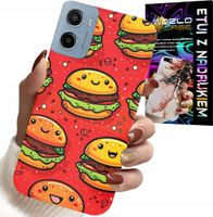 ETUI DO MOTOROLA E15 / G05 - SŁODKIE UŚMIECHNIĘTE BURGERY POKROWIEC