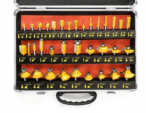 FREZY DO DREWNA 8mm KSZTAŁTOWE 35el TWARDE OSTRE ZESTAW W WALIZCE FREZ na Arena.pl