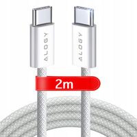 2 x Kabel USB-C typ C mocny szybki PD 2M do iPhone 15 Alogy nylonowy przewó