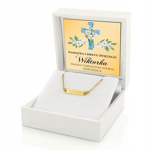 Złota Bransoletka 585 Pamiątka Chrztu dla Chłopca Grawer na Chrzest na Arena.pl