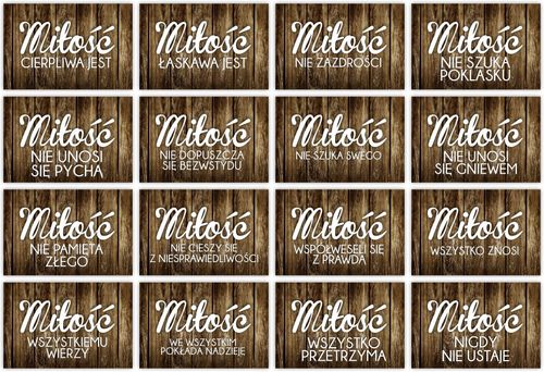 HYMN O MIŁOŚCI tabliczki 16 szt 20x30cm weselne na Arena.pl