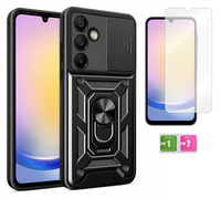 Etui pancerne do SAMSUNG GALAXY A25 5G Slide Ring czarny + szkło na ekran