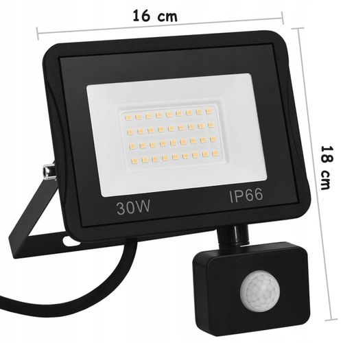 Naświetlacz LED SLIM 30W halogen czujnik ruchu zmierzchu reflektor halogen na Arena.pl