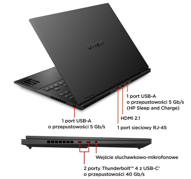 HP OMEN Transcend 16 WQXGA IPS 240Hz i7-14700HX 20-rdzeni 32GB DDR5 1TB SSD NVIDIA GeForce RTX 4070 8GB Win11 + HyperX Cloud II zdjęcie 9