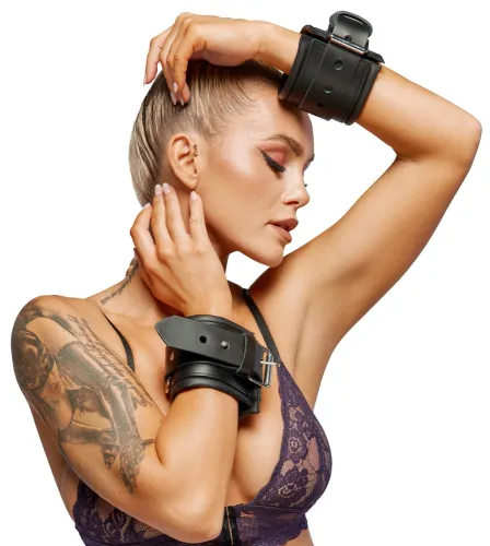 zado kajdanki skorzane czarne, regulowane, szerokość 5 cm na Arena.pl