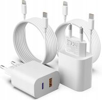 2x ładowarka USB-A USB-C + kabel USB-C - Lightning