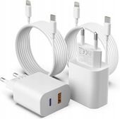2x ładowarka USB-A USB-C + kabel USB-C - Lightning