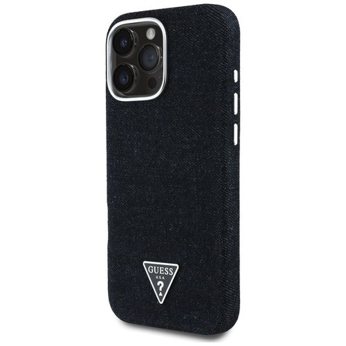 Etui Guess Denim Triangle Logo MagSafe do iPhone 16 Pro czarny na Arena.pl