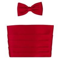 Czerwony pas smokingowy XXL z muszką męską i poszetką