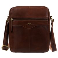 jednokomorowa, brązowa listonoszka męska ze skóry naturalnej - peterson