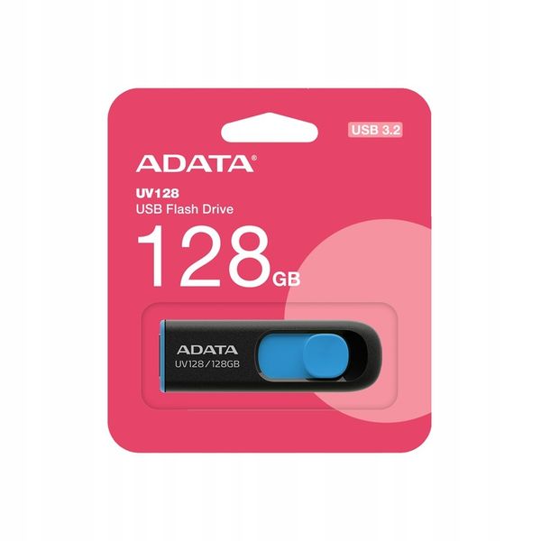ADATA UV128 Pendrive 128GB USB 3.2 Gen1 - Czarny/Niebieski zdjęcie 3
