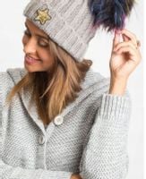 Czapka damska zimowa szara z pomponem