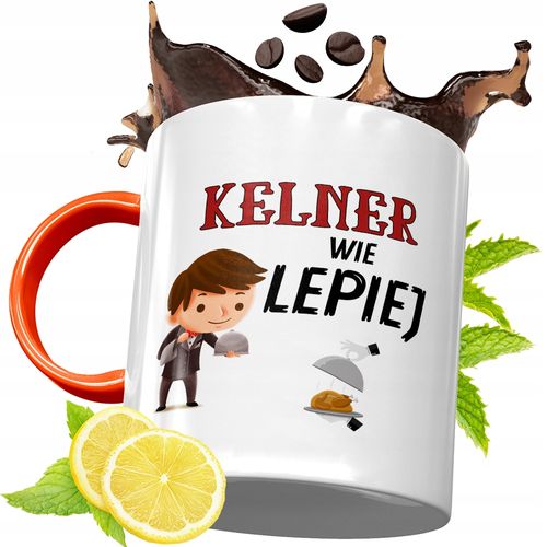Kubek Pomarańczowy Dla Kelnera Prezent Z Nadrukiem Ze Zdjęciem na Arena.pl