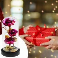 WIECZNA RÓŻA NA WALENTYNKI DLA KOBIET PREZENT W SZKLE LAMPKI BUKIET 3 RÓŻE