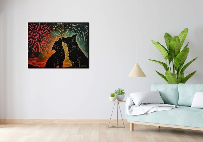 Plakat 100x75cm Psi Uścisk zdjęcie 4