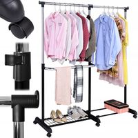 WIESZAK STOJĄCY REGULOWANY NA KÓŁKACH UBRANIA BUTY STOJAK REGAŁ PÓŁKA