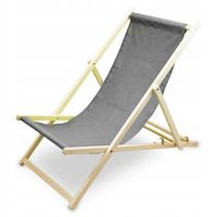 LEŻAK PLAŻOWY OGRODOWY DREWNIANY REGULOWANY CIEMNOSZARY 120KG