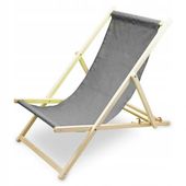 LEŻAK PLAŻOWY OGRODOWY DREWNIANY REGULOWANY CIEMNOSZARY 120KG