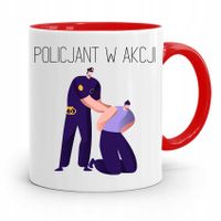 Kubek Czerwony Dla Policjanta Policjantki W Akcji Z Nadrukiem Ze Zdjęciem