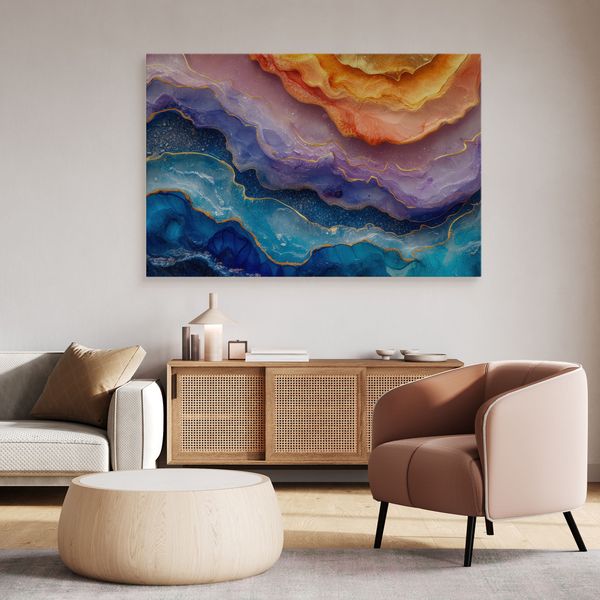 Obraz Do Salonu Kolorowy Marmur Pastele Abstrakcja Glamour 40cm x 30cm zdjęcie 6