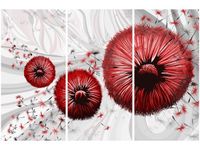 60 90CM OBRAZ 3 ELEM CZERWONE DMUCHAWCE 2 DRUK PŁÓTNO RAMA
