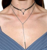 Srebrny damski naszyjnik choker multi długi boho  K14_Srebrny