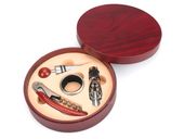 Kpl. do wina w okrągłej skrzynce - 4 elementy