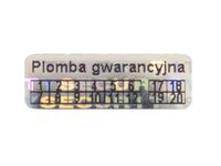 PLOMBY GWARANCYJNE STICKERY 15x5 HOLOGRAM 250SZT TWÓJ NADRUK !