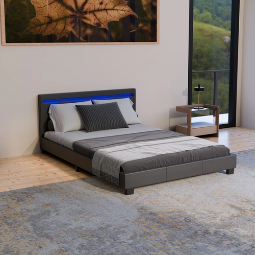 Łóżko tapicerowane z oświetleniem LED i stelażem 140 cm na Arena.pl