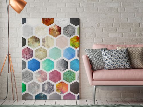 40601 Obraz na płótnie HEKSAGONALNY KOLOROWY na Arena.pl