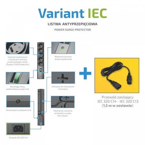 EVER Listwa VARIANT IEC 1.5m na Arena.pl