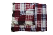 Komplet dekoracyjny narzuta 170x205 + 2x 60x170 bordowa krata