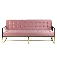 Sofa rozkładana welurowa różowa MARSTAL