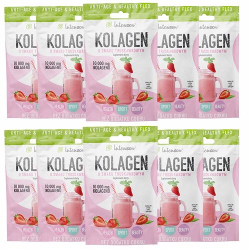 10x INTENSON KOLAGEN + KWAS HIALURONOWY + WITAMINA C do picia truskawkowy na Arena.pl