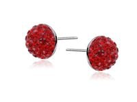 SREBRNE KOLCZYKI SWAROVSKI CZERWONE PÓŁKULKI