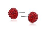 SREBRNE KOLCZYKI SWAROVSKI CZERWONE PÓŁKULKI