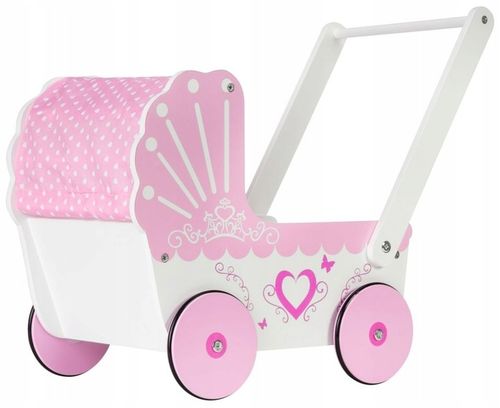 Wózek Dla Lalek Drewniany Chodzik Pchacz Antypoślizgowe Koła Super Wygląd na Arena.pl
