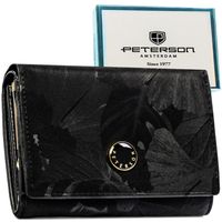 poziomy portfel damski ze skóry naturalnej i ekologicznej w czarnym